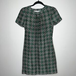J. Crew Womens Swoop Lattice Work Dress Medallion Print Green Size 0